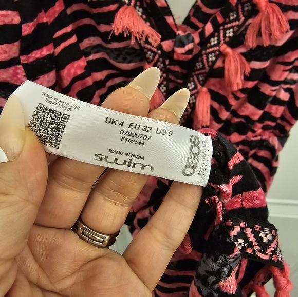 ASOS Beach Cover Up Romper Shorts One-piece pink leopard 🐆 💗 size 0 - Picture 2 of 5